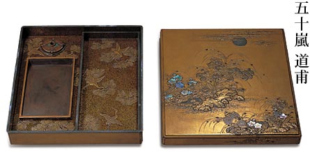 「蒔絵螺鈿秋月野景図硯箱」伝五十嵐道甫 作 江戸17世紀
