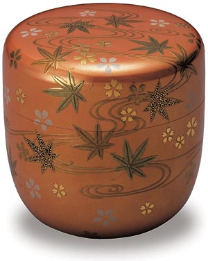 「朱金春秋流し蒔絵 大棗」大下升盛 作
